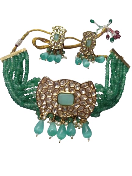 Women Layered Green Premier Choker Set