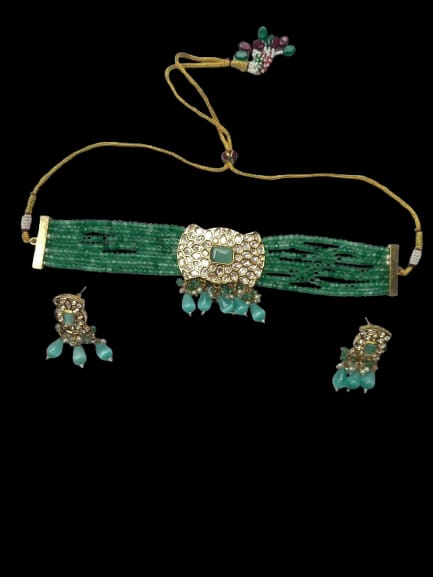 Women Layered Green Premier Choker Set