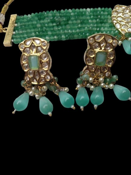 Women Layered Green Premier Choker Set
