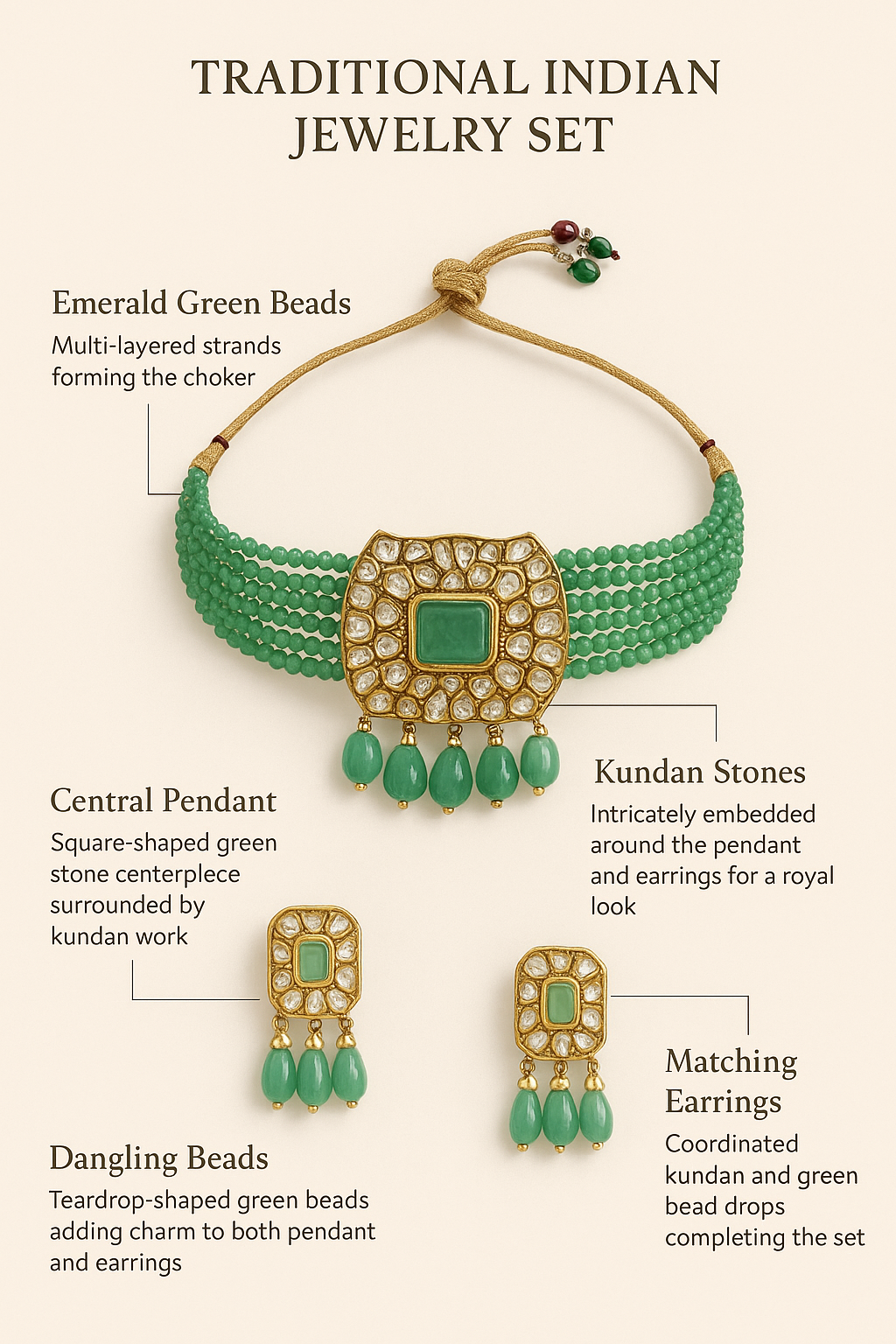 Women Layered Green Premier Choker Set