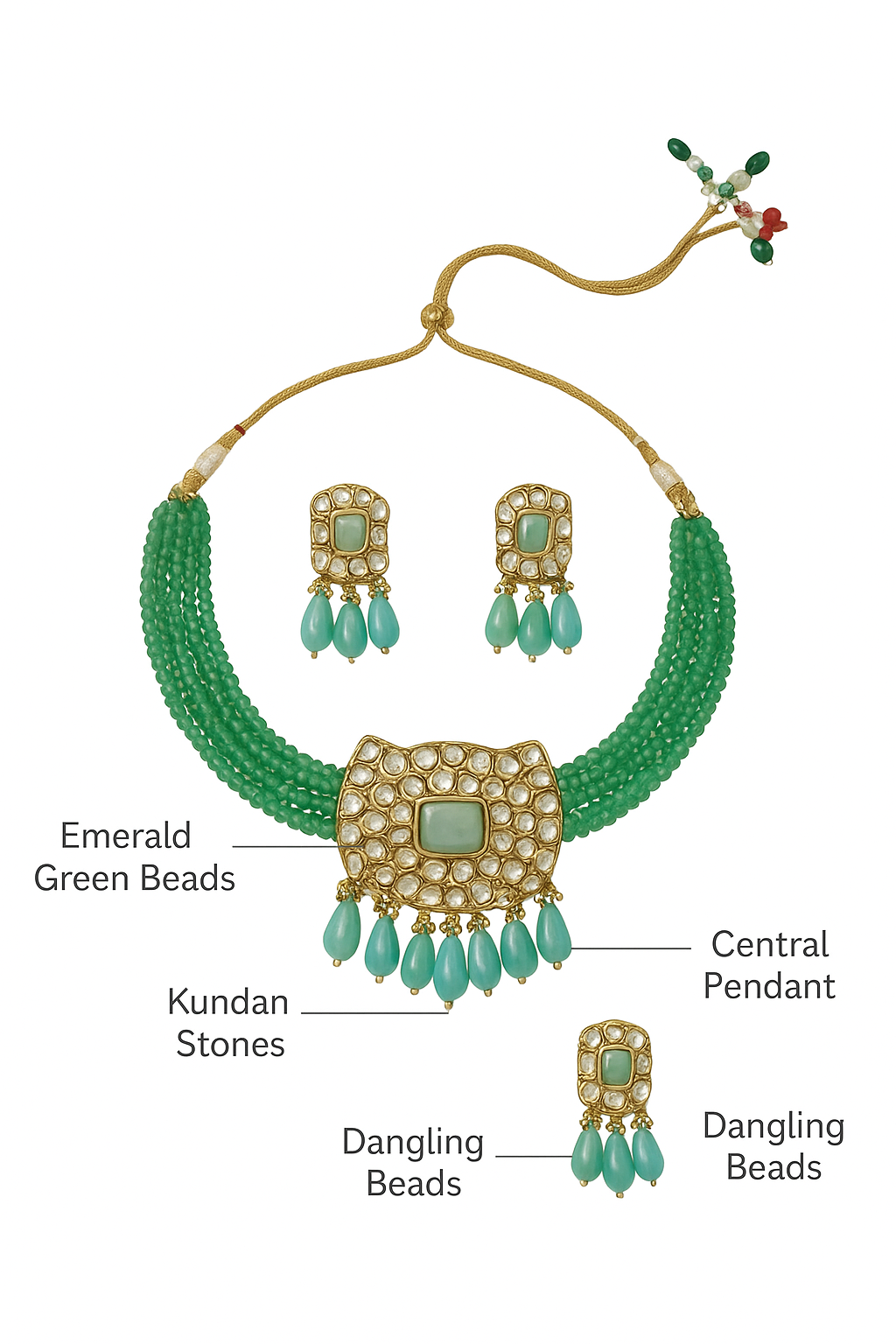 Women Layered Green Premier Choker Set