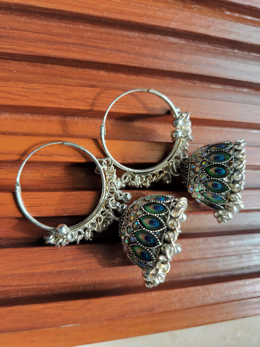 Oxidize Silver Jhumka Style Earrings - M18