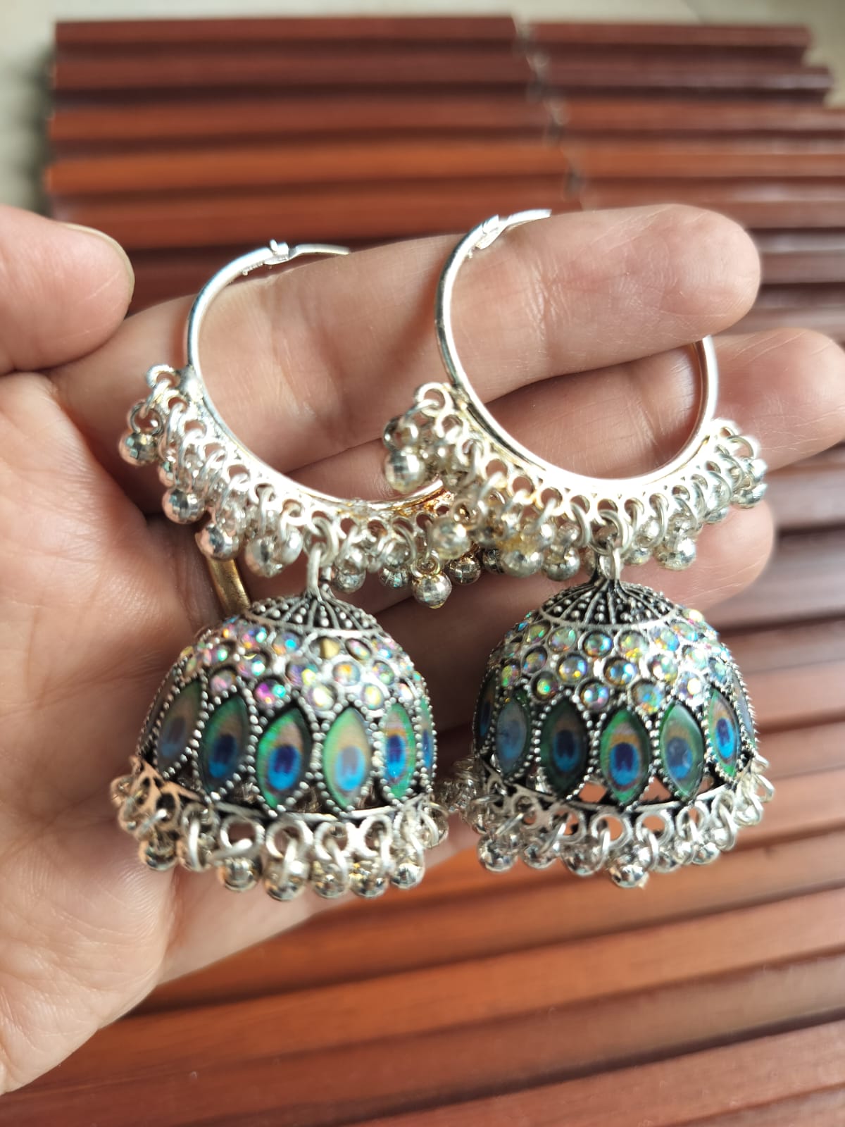 Oxidize Silver Jhumka Style Earrings