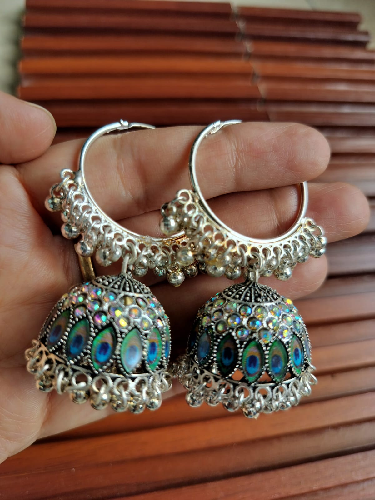 Oxidize Silver Jhumka Style Earrings