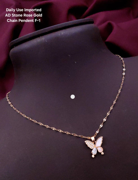 Premium AD stone Rose Gold Chain Pendant