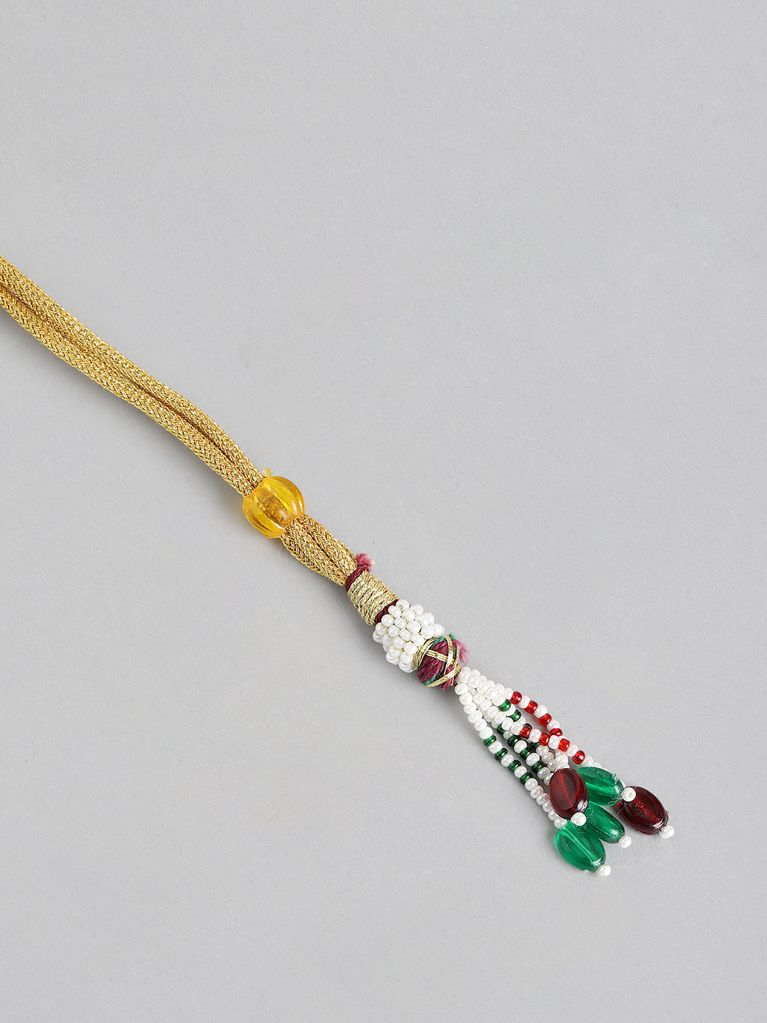 Off-White & Green Gold-Plated Beaded Necklace Set with Matching Drop Earrings - M2