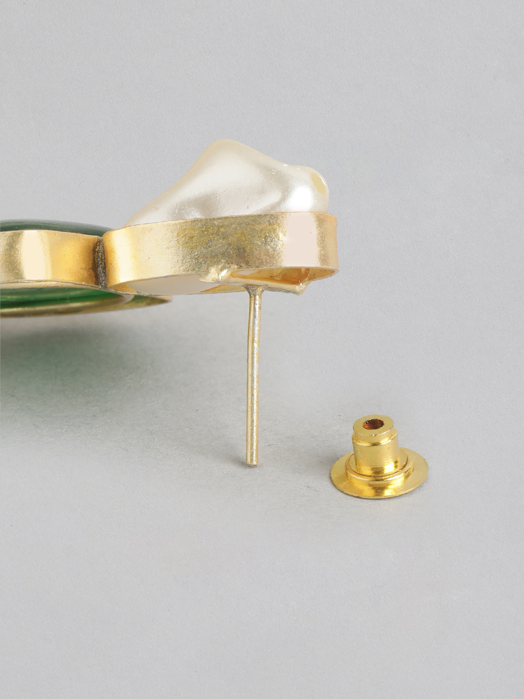 Royal Pearl & Green Stone Floral Necklace Set with Dangling Pearls - M7