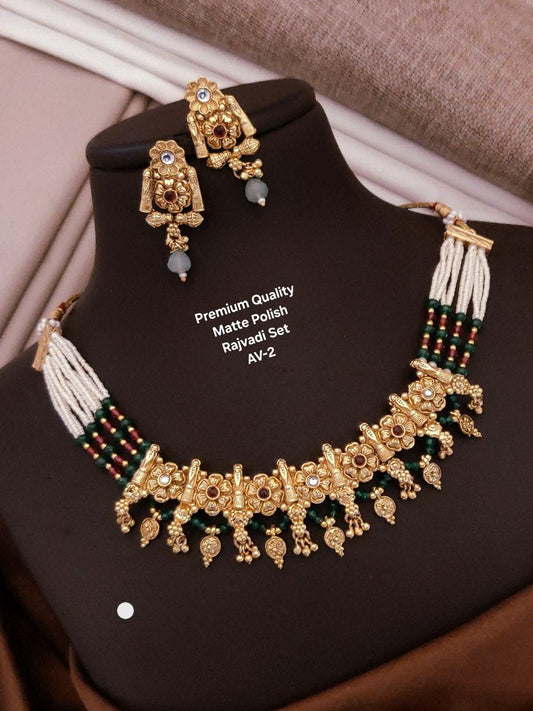 Premium Rajwadi Matte Polish Jewellery Sets E5