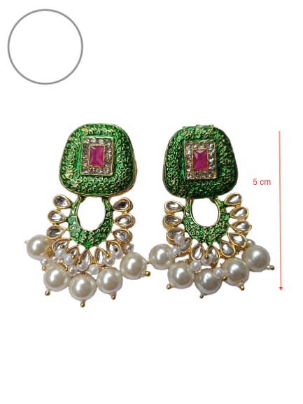 Elegant Green Beaded Kundan Choker Necklace Set with Pearls & Matching Earrings