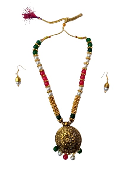 Traditional Afghani Bead Necklace with Matching Earring