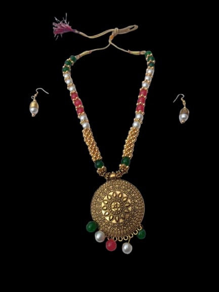 Traditional Afghani Bead Necklace with Matching Earring