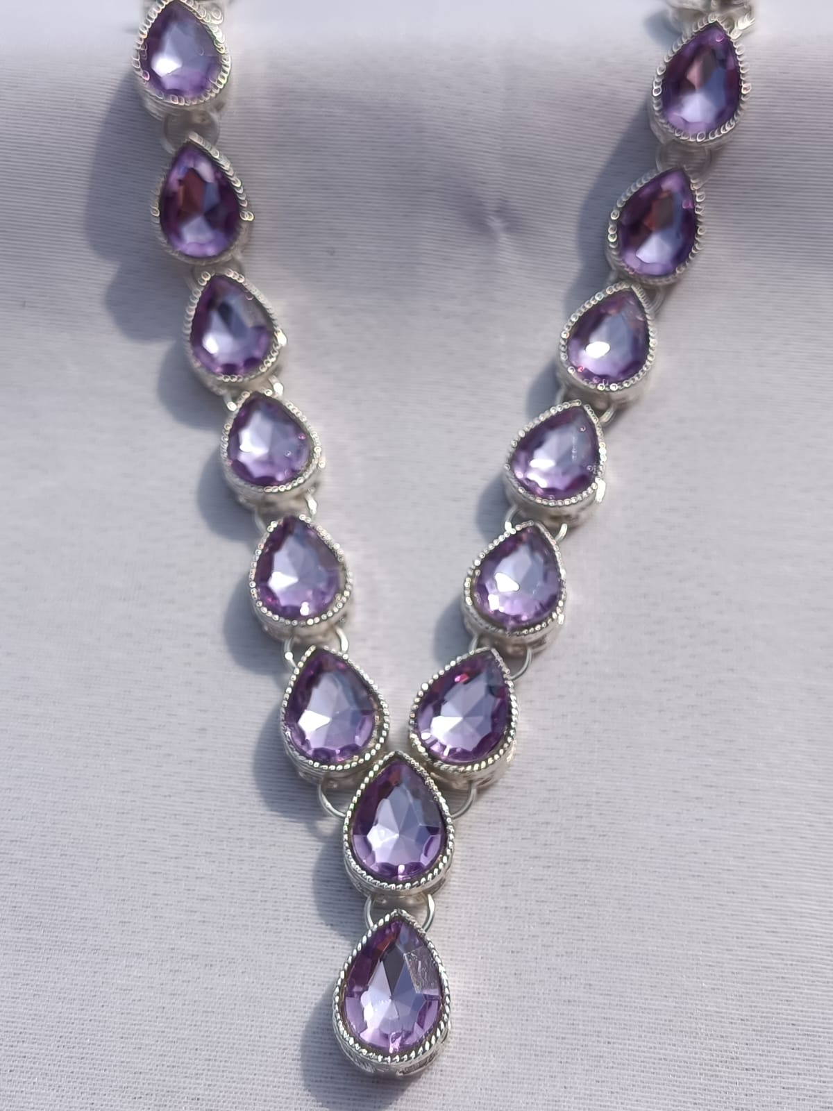 Multi AD women Purple necklace jewellery with earring and Maangtika - M30