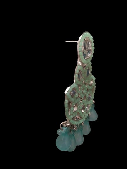 Prikasa Misty Green Kundan Chandbali Earrings - M37