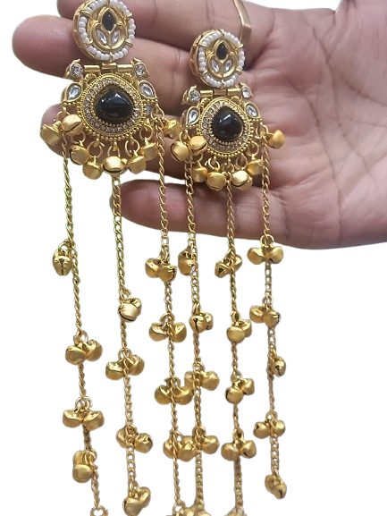 Prikasa Kashmiri Golden Jhumke with Black shining pearl - M40