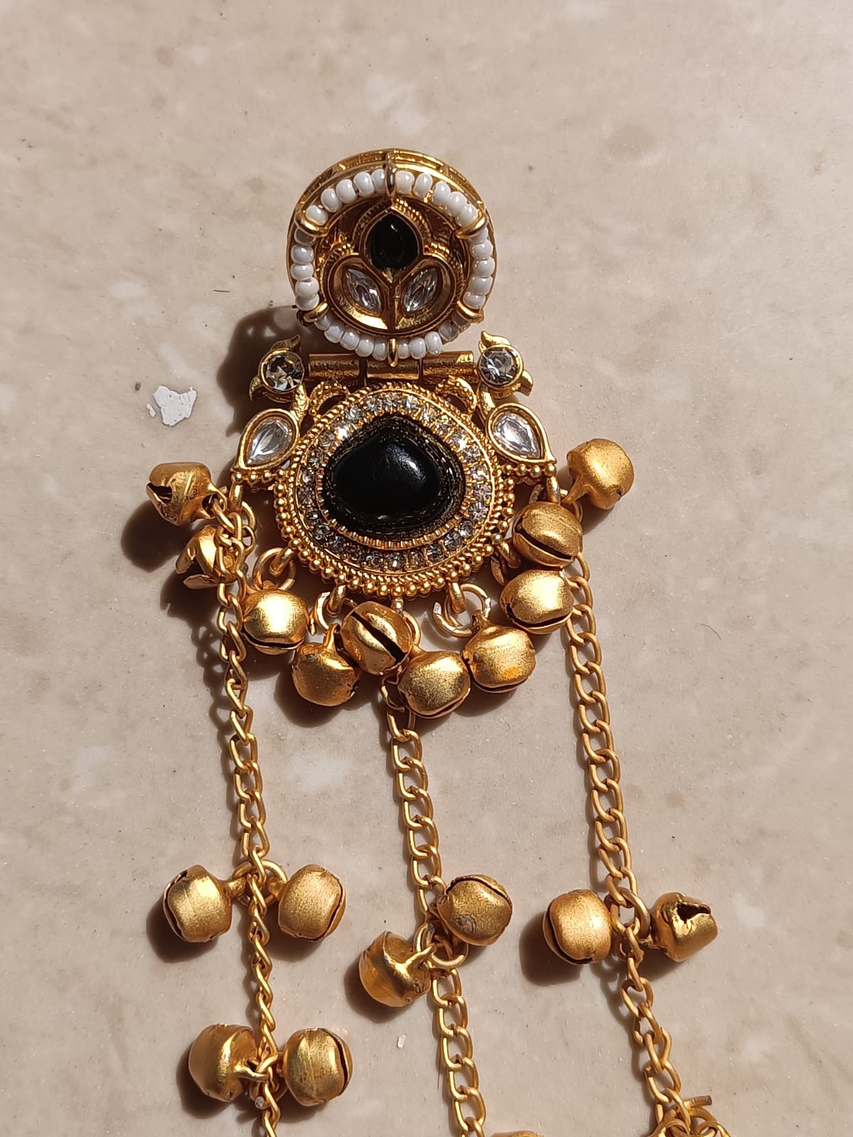 Prikasa Kashmiri Golden Jhumke with Black shining pearl - M40