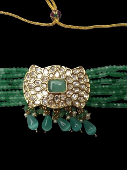 Women Layered Green Premier Choker Set