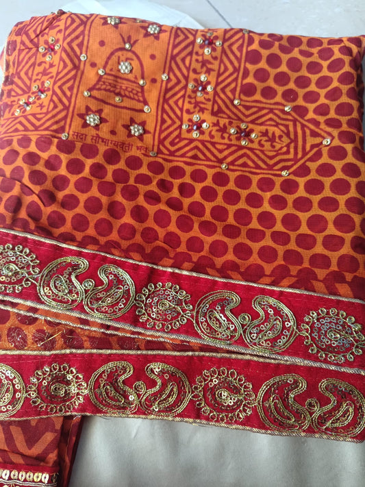 Traditional Uttarakhand  Pichora for Women's | Ethnic Wear Pichoda | Georgette fabric with Designer Border | Stole - K2