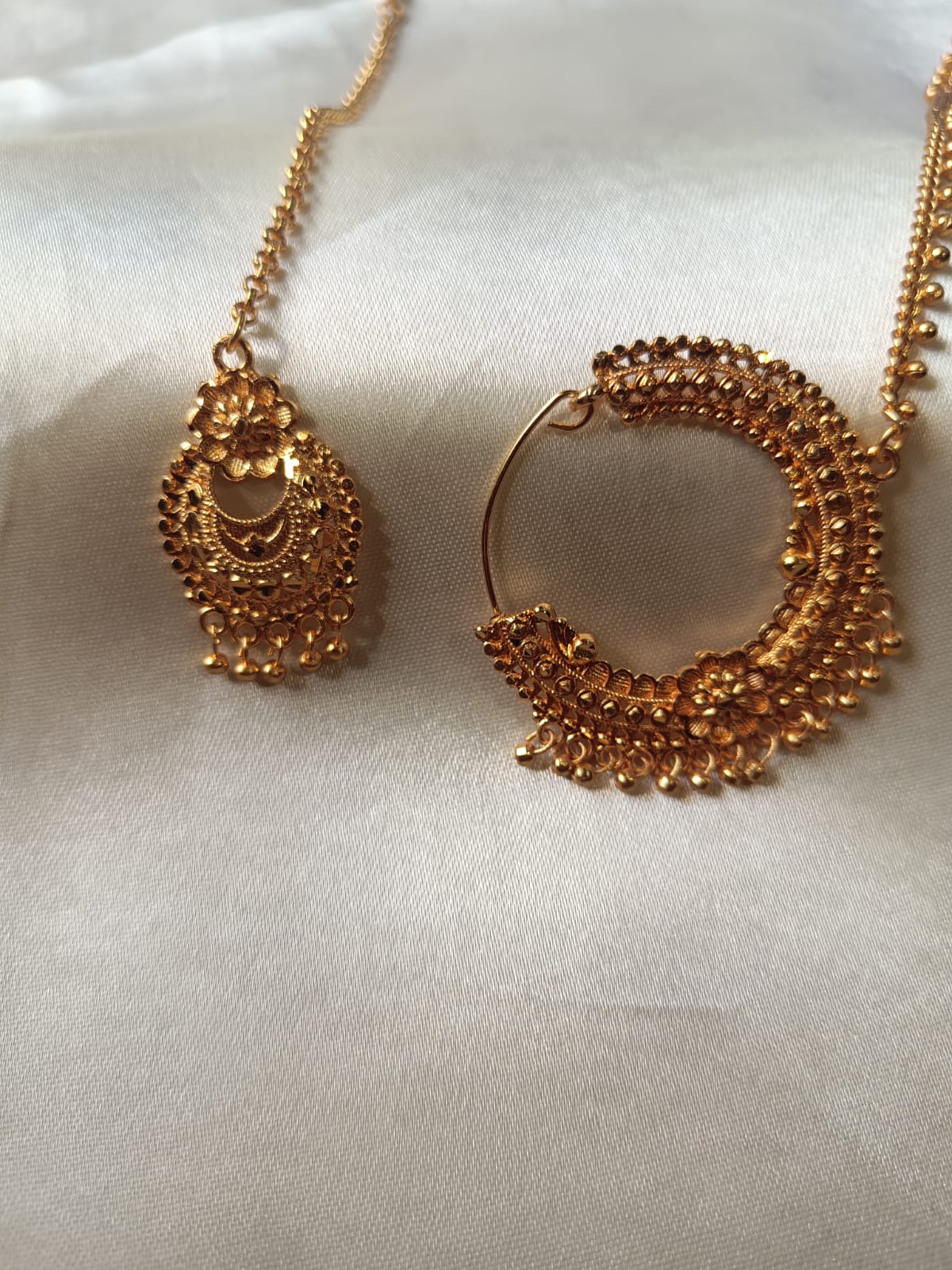 Traditional Golden plated Pahadi Nath & Mangtika Set - M21