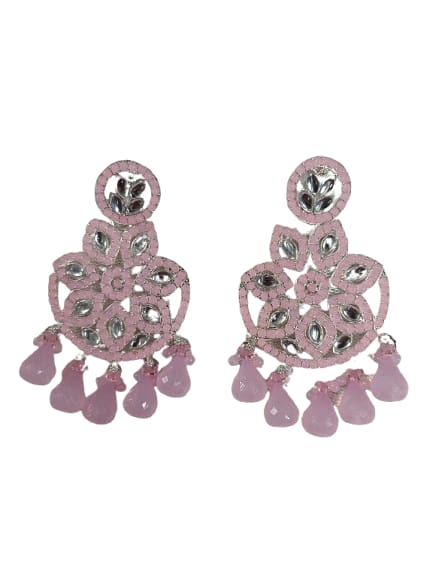 Prikasa Pink Kundan Chandbali Earrings - M35