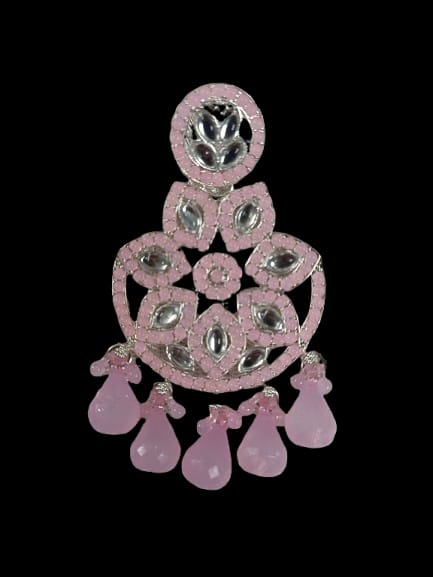 Prikasa Pink Kundan Chandbali Earrings - M35
