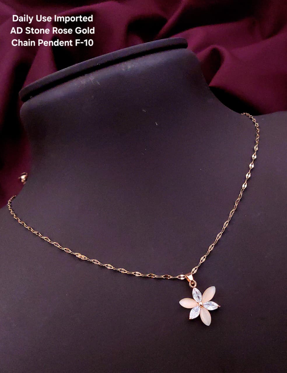 Premium AD stone Rose Gold Chain Pendant
