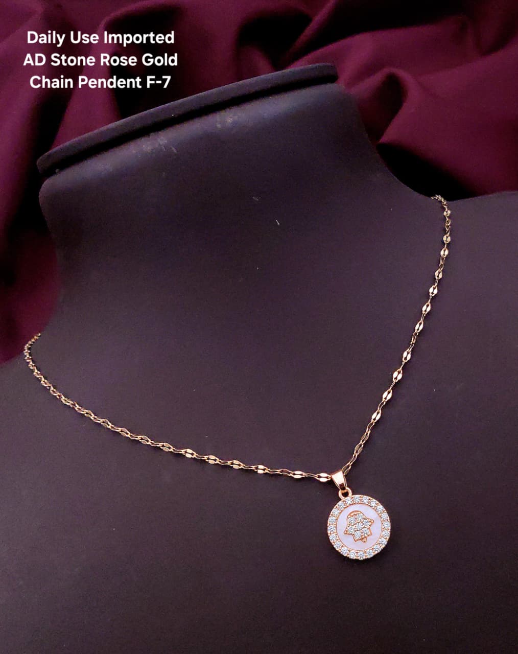 Premium AD stone Rose Gold Chain Pendant