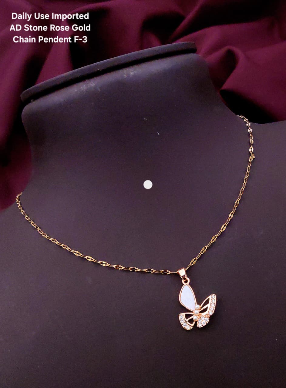 Premium AD stone Rose Gold Chain Pendant