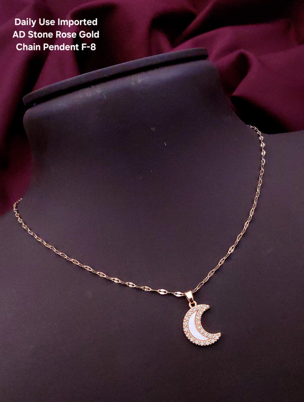 Premium AD stone Rose Gold Chain Pendant