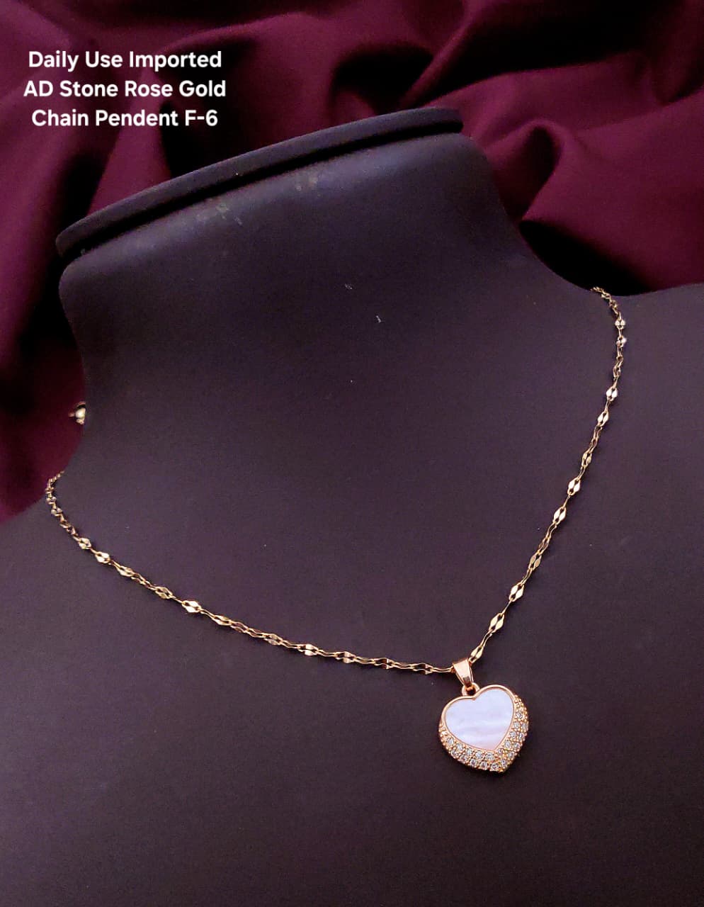 Premium AD stone Rose Gold Chain Pendant