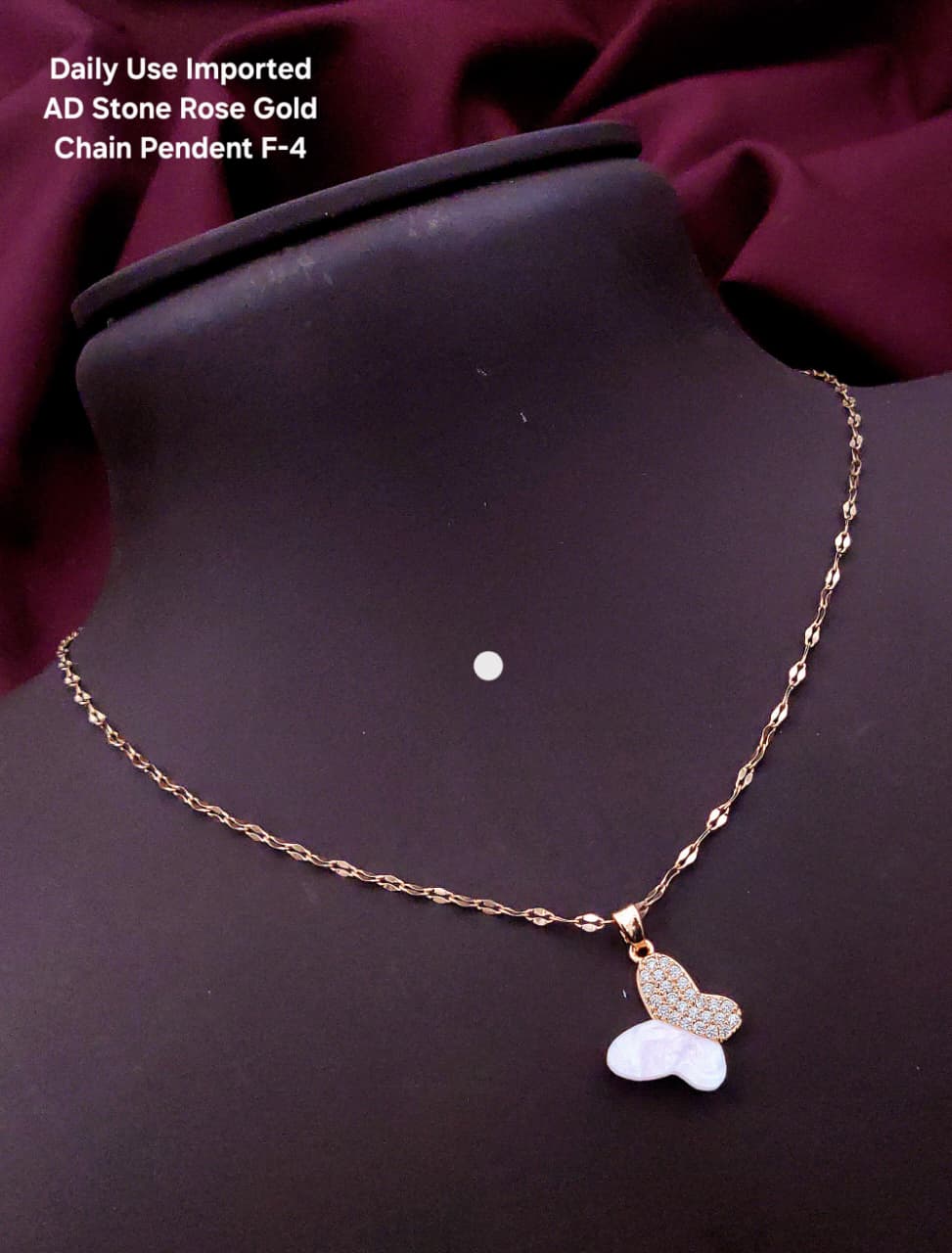 Premium AD stone Rose Gold Chain Pendant