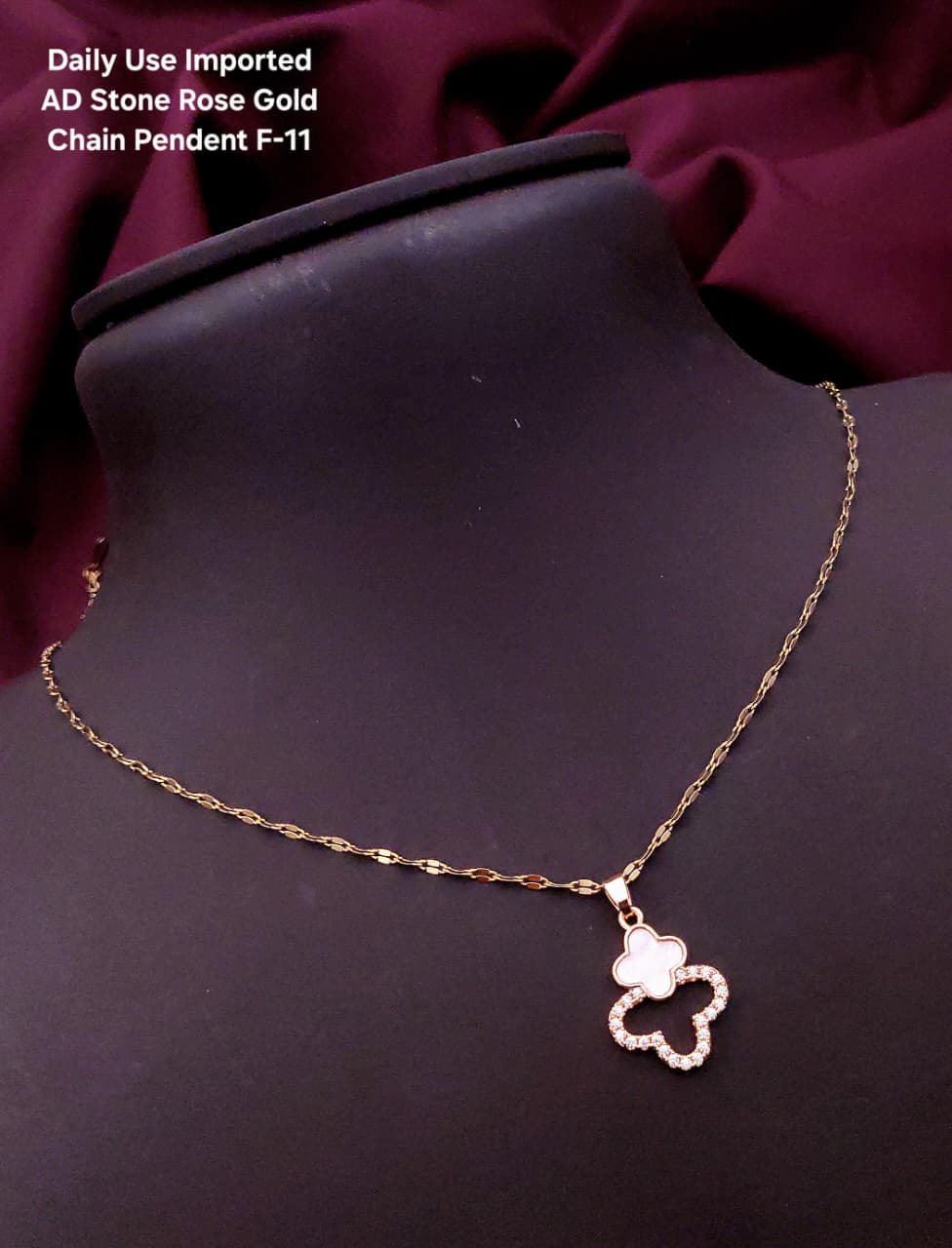 Premium AD stone Rose Gold Chain Pendant
