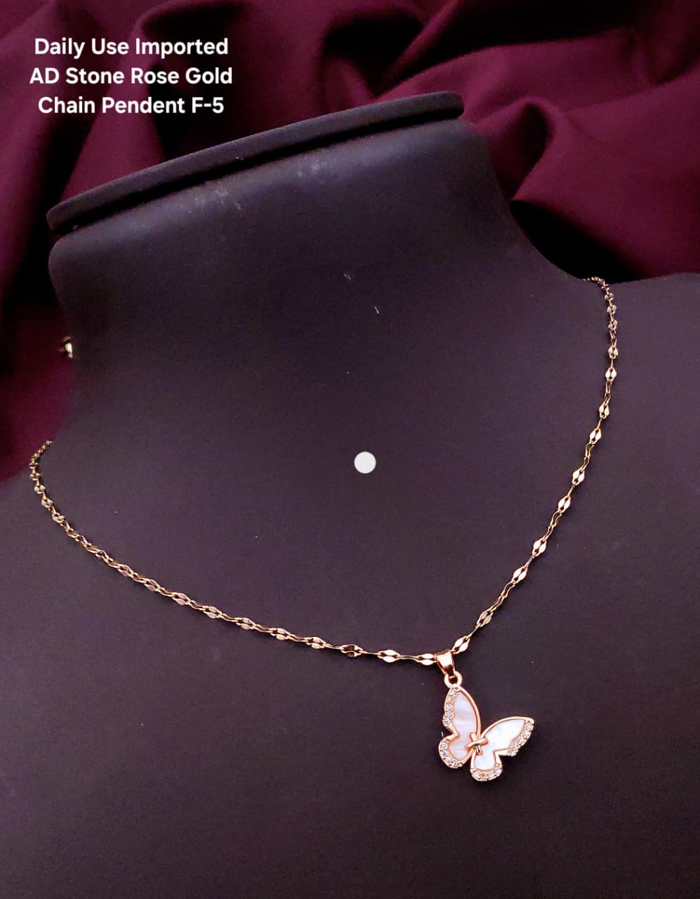 Premium AD stone Rose Gold Chain Pendant