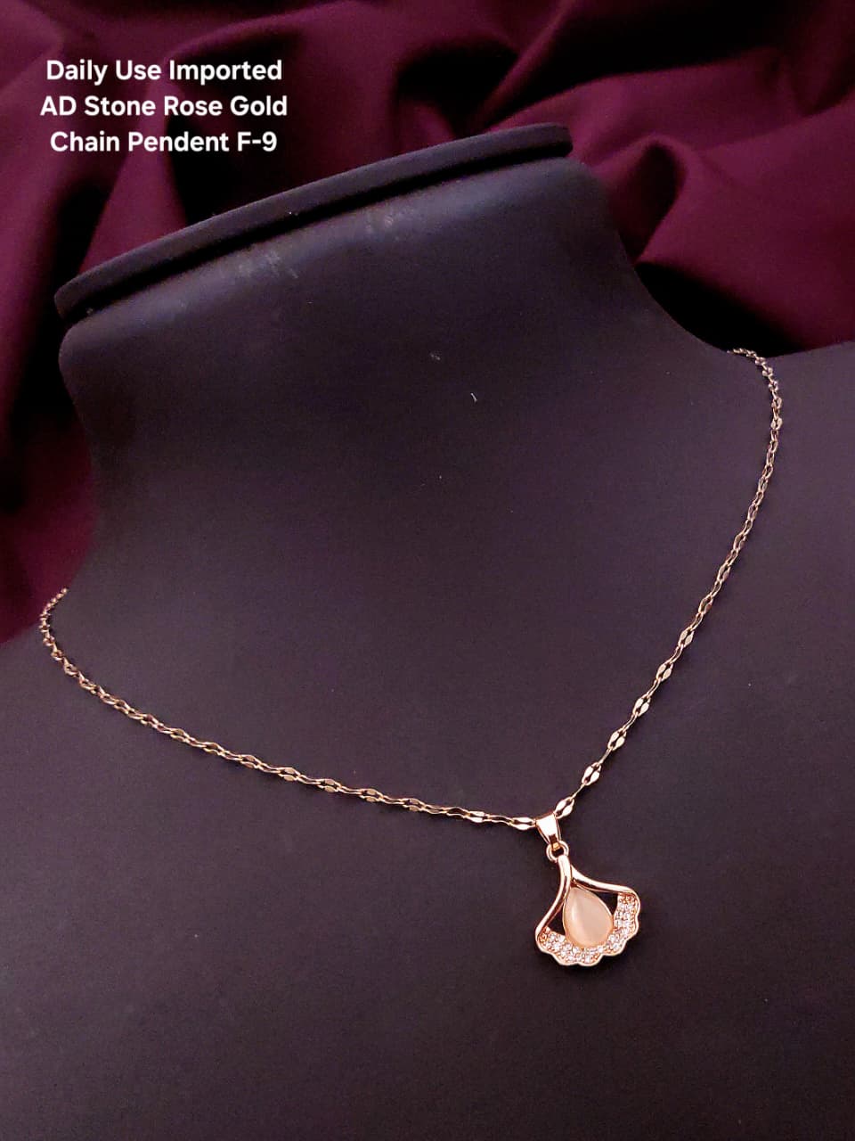 Premium AD stone Rose Gold Chain Pendant