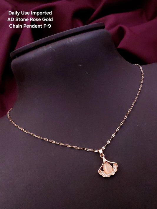 Premium AD stone Rose Gold Chain Pendant