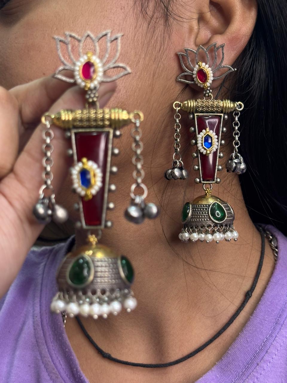 Pachi Kundan Kashmiri Jhumke