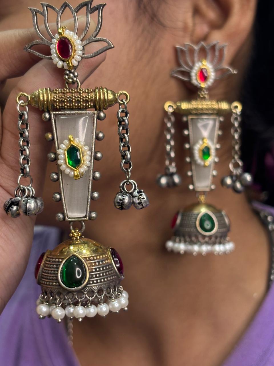 Pachi Kundan Kashmiri Jhumke