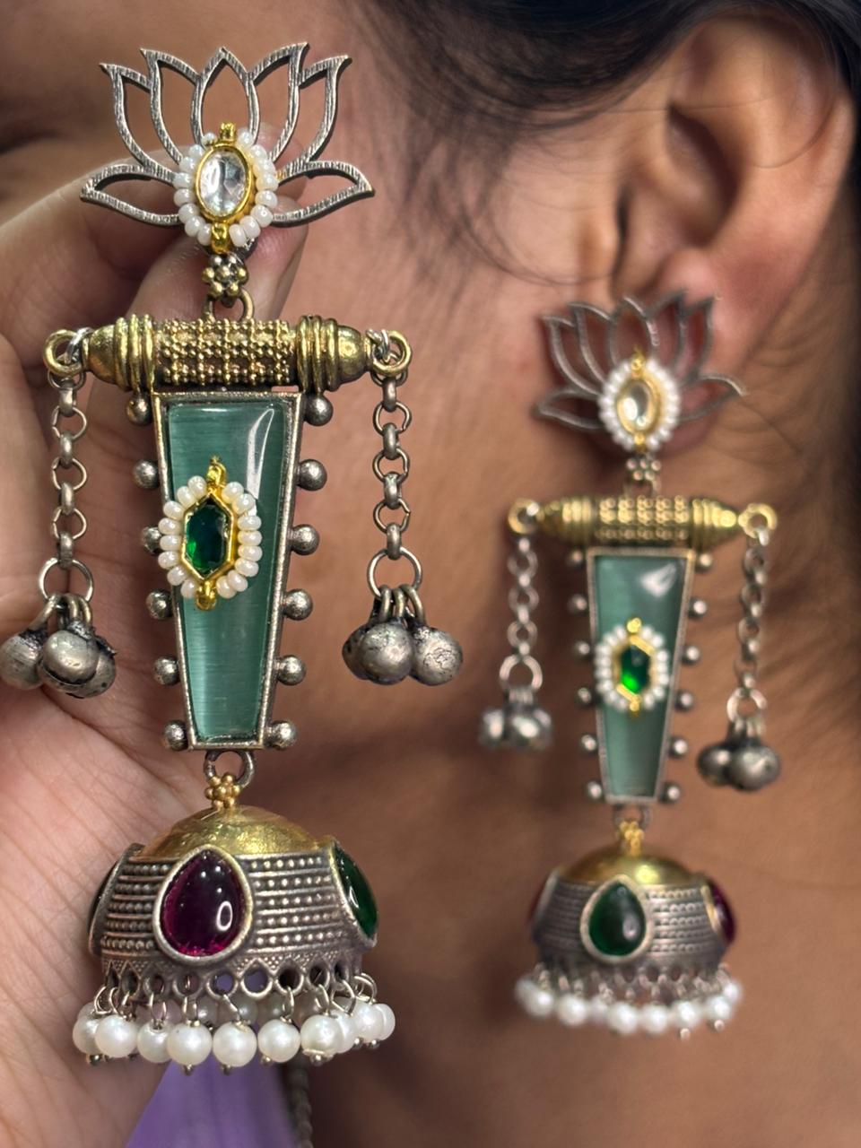 Pachi Kundan Kashmiri Jhumke