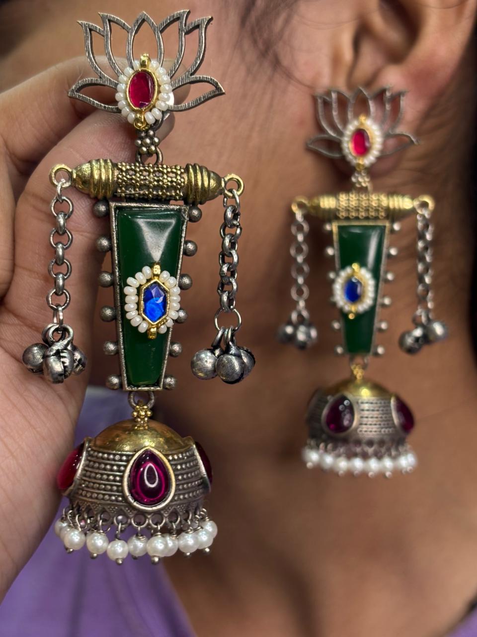 Pachi Kundan Kashmiri Jhumke