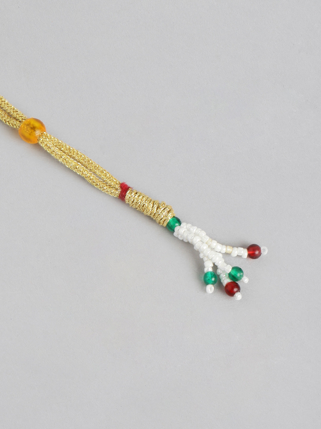 Off-White & Green Gold-Plated Beaded Necklace Set with Matching Drop Earrings - M2